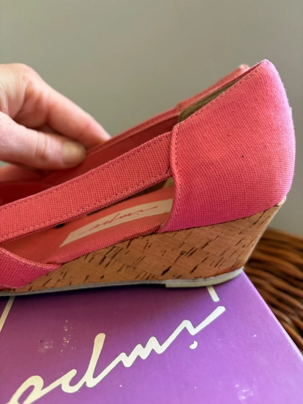 Impo Coral Espadrille Wedge Sandals Criss Cross Canvas Summer in watermelon sz 7